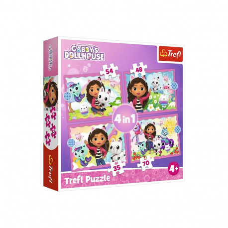 Puzzle - 4w1 (35, 48, 54, 70) - Przygody Gabi - Koci Domek Gabi - Trefl 34620
