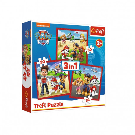 Puzzle - 3w1 (20, 36, 50) - Wesołe pieski - Psi Patrol - Trefl 34867