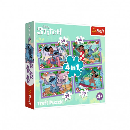 Trefl 34633 pusle 4in1 (35, 48, 54, 70) - Lilo ja Stitch hullumeelne päev