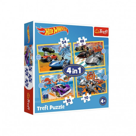 Puzzle - 4w1 (12, 15, 20, 24) - Pojazdy Hot Wheels - Trefl 34627