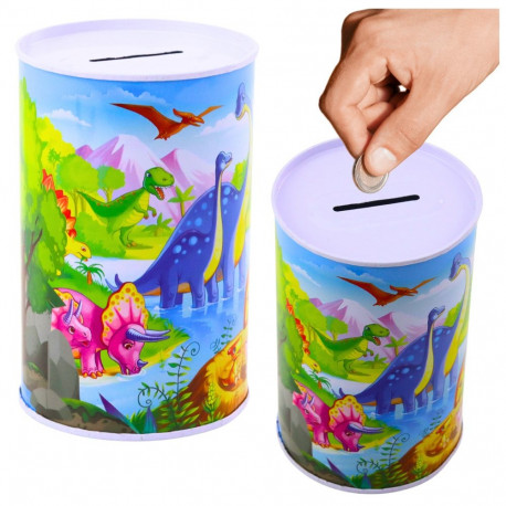skarbonka metallist värviline dinosaurustega 13 x 8cm