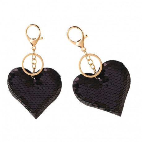 brelok süda litrid kahepoolne hõbedane must