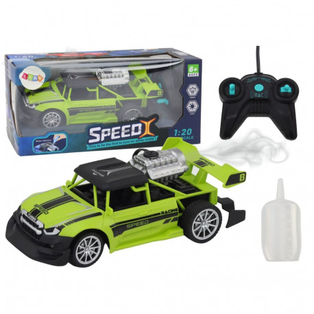 Kaugjuhitav auto RC 1:20 suitsuefekt ja tuled, roheline