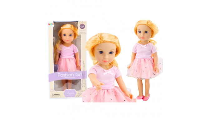 Lalka W Sukience Z Tiulem Różowa Blond Włosy