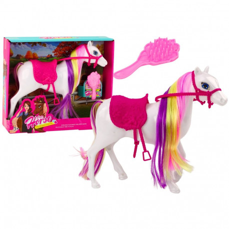 Figurka Konia Biały Koń Do Czesania Siodło Stajnia Farma Cute Horse