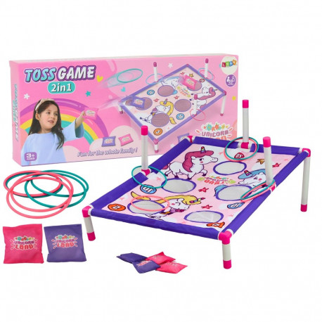 osavusmäng viskepadja rõngaga 2in1 lauamäng ükssarvikud