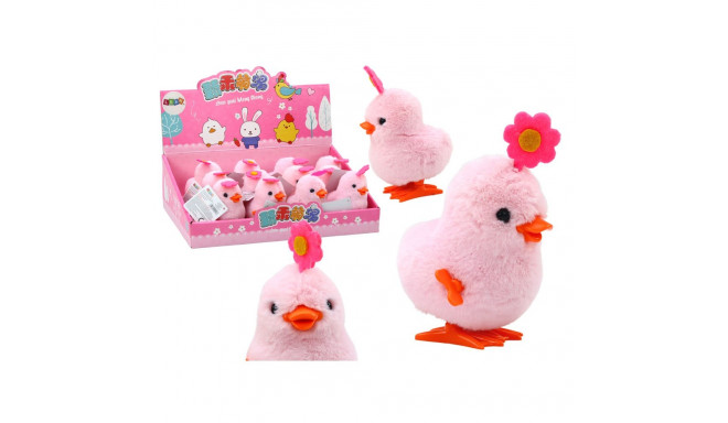 Kurczak Różowy Skaczący Kura Kurka Nakręcany Z Kwiatuszkiem