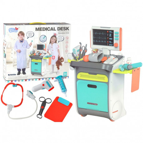 Zestaw Małego Doktora Wózek Lekarski RTG EKG Akcesoria Światła Dźwięk 36el.