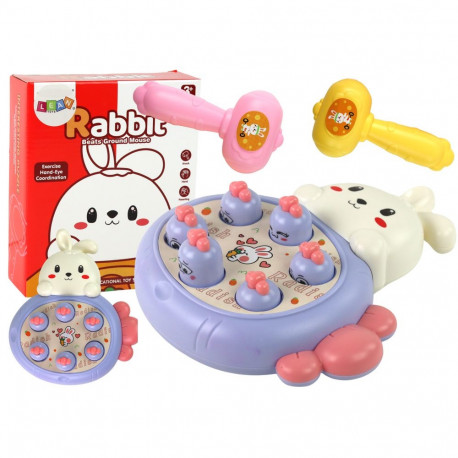 Gra Królik Do Zbijania Marchewki Zręcznościowa Whac-A-Mole Fioletowa