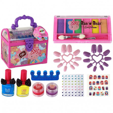 Zestaw Piękności Kuferek Różowy DIY Makijaż Paznokcie Akcesoria
