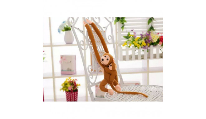 Maskotka Pluszowa Małpka z Dzieckiem Ciemno Brązowa 90 cm