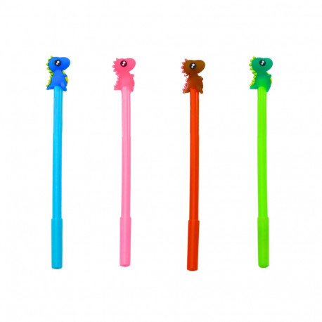 długopis dinosaurusega kork must südamik mix roosa sinine 0.5mm