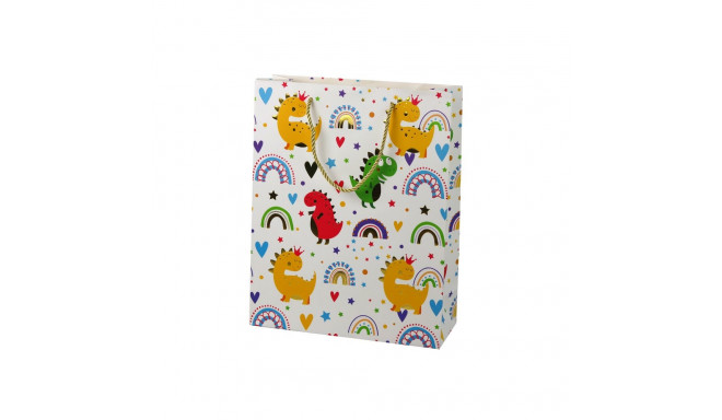 torba prezentowa värvilised dinosaurused vikerkaar 32 cm x 26 cm x 10 cm