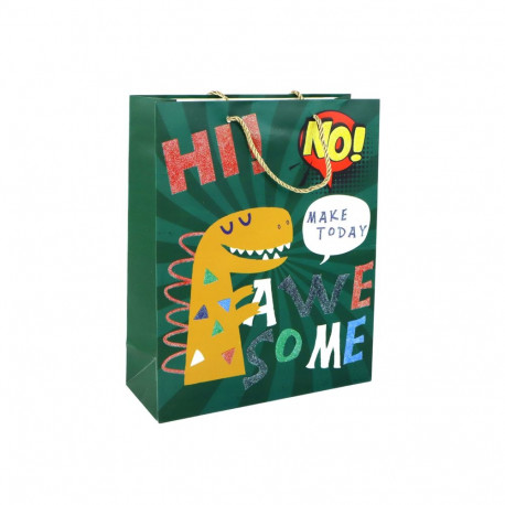 Papierowa Torba Prezentowa Zielona Dinozaur 32cm x 26cm x 10cm