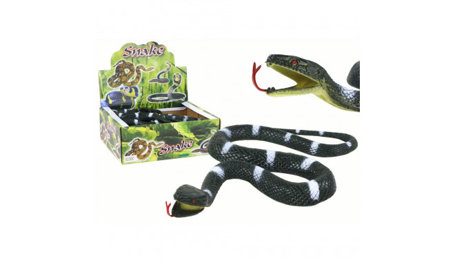 Sztuczny Gumowy Wąż Czarny z Białymi Pasami Strukturowy