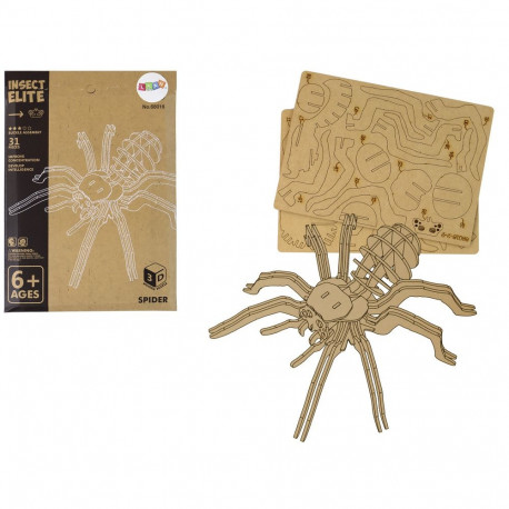 Drewniane Puzzle Przestrzenne 3D Pająk Składanka Edukacyjna 31 Elementów