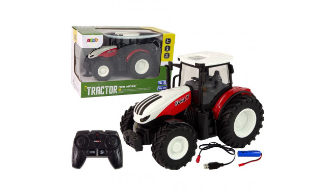 traktor 1:24 kaugjuhitav R/C piloot talu valge-punane