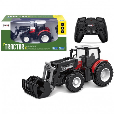 Traktor Czerwony Zdalnie Sterowany 2,4 G Ruchoma Łyżka 1:24