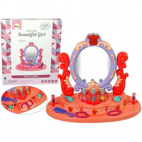 toaletilaud peegliga valgus heli roosa