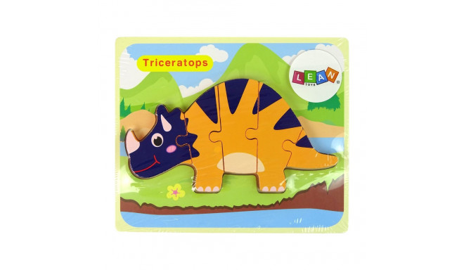 Drewniane Puzzle Dinozaury Triceratops Ankylosaurus Pomarańczowy