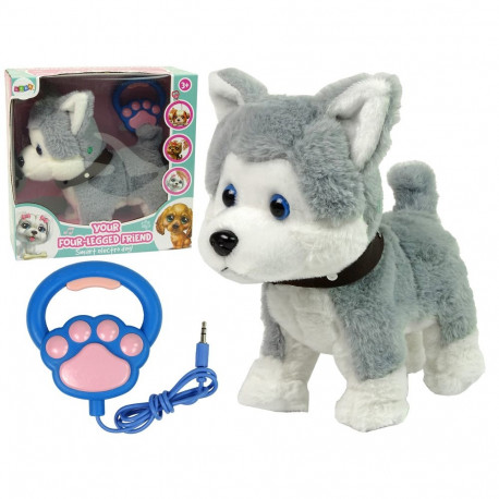 Pluszowy Piesek Husky Interaktywny Edukacyjny Smycz Piosenki Chodzi