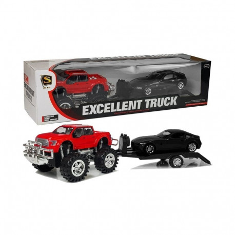 Sõidukite komplekt monster truck BMW treiler 58cm, punane, must