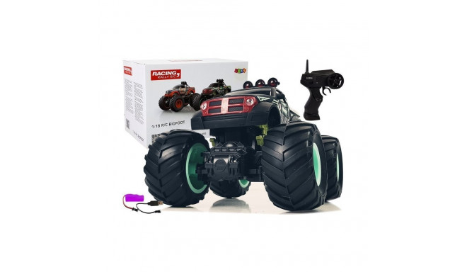 zdaljuhitav 2.4G 1:18 must-roheline pick-up maastikuauto suured rattad bigfoot