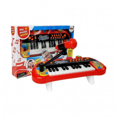klaviatuur pianinko 24 klahvi USB mikrofon punane