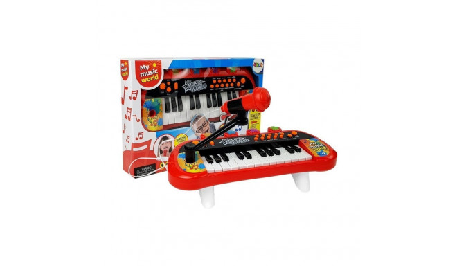Keyboard Pianinko 24 Klawisze USB Mikrofon Czerwony