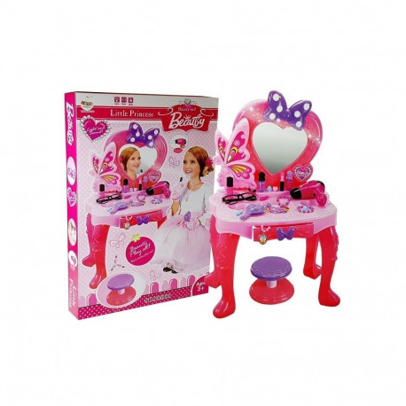 Zestaw Piękności Toaletka dla dziewczynki z Lusterkiem Dźwiękami Światłem Stołeczek