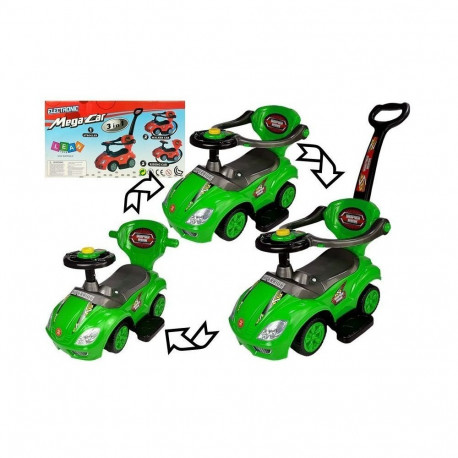 Mega Car pealistutav auto 3-ühes lükkamissangaga pasuna ja panipaigaga, roheline