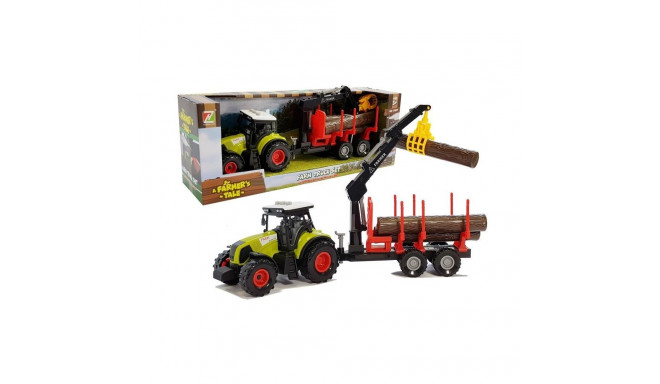 traktor metsahaagise, puidu ja kraanaga