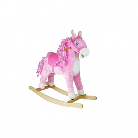 Koń Na Biegunach Dźwięki Rusza Pyskiem Ogonem Różowy 74 cm