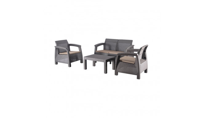 FURNIT SET OUT BROW/MOC ARMCH/SOFA/TAB