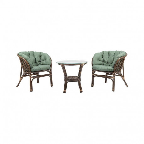 FURNIT SET OUT BROW/GRE ARMCHAIR/TABLE