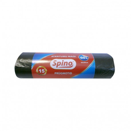 Prügikotid SPINO 60L, 15tk, 12mic HDPE, 64x84cm, must (2 tk)