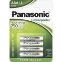1x4 Panasonic Laetav NiMH Micro AAA 750 mAh Patarei Evolta
