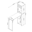 Bar shelf with table HANNES 44x122(30)xH170cm, rustic melamine