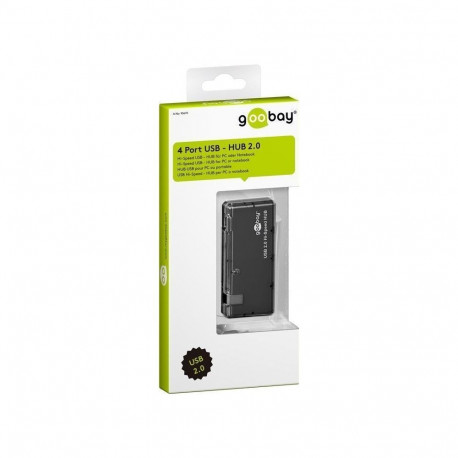 USB 2.0 Hi Speed HUB 4 Port, Black