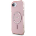 Case Guess IML Glitter Circle MagSafe for iPhone 16e pink
