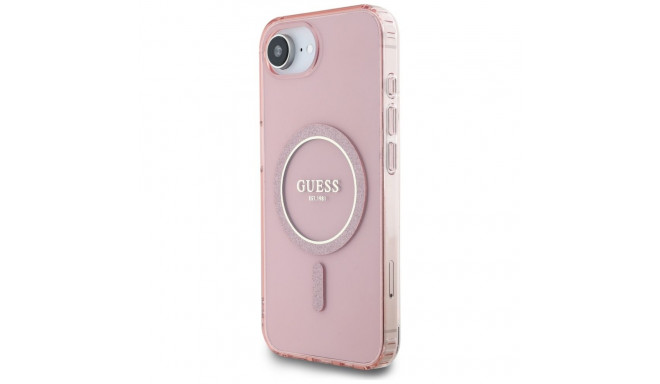 Guess IML Glitter Circle MagSafe ümbris iPhone 16e jaoks roosa