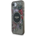 Case Guess IML Flowers MagSafe for iPhone 16e black