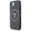 Case Guess IML Metal Glitter 4G Circle Triangle MagSafe for iPhone 16e black