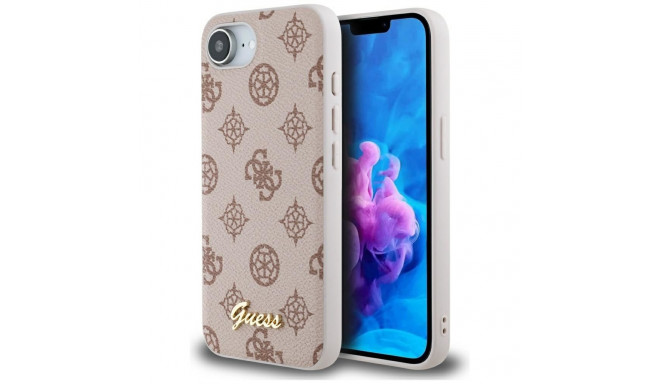Guess Peony Script Logo MagSafe ümbris iPhone 16e pruun