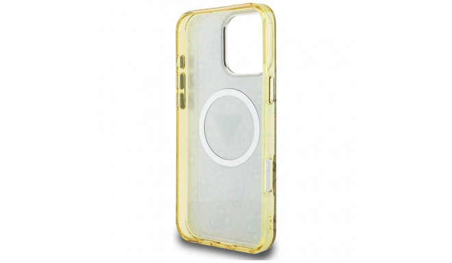 Case Guess IML Metal Glitter 4G Circle Triangle MagSafe for Phone 16 Pro brown