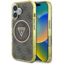Case Guess IML Metal Glitter 4G Circle Triangle MagSafe for iPhone 16 brown