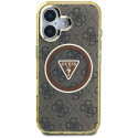 Case Guess IML Metal Glitter 4G Circle Triangle MagSafe for iPhone 16 brown