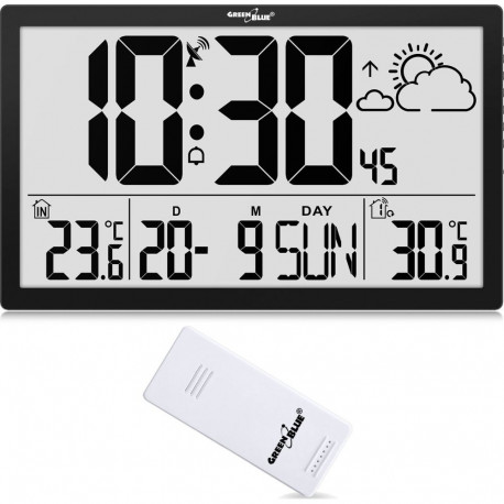 GreenBlue LCD seinakell eriti suur GreenBlue GB218 temperatuur, kuupäev