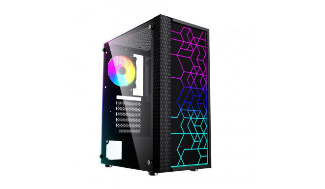 Gembird Fornax 2500 ARGB Gaming ATX arvutikorpus, Midi Tower, taustvalgustus, must