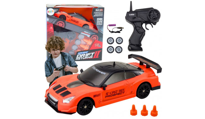 Autko Sportowe Zdalnie Sterowane R/C 1:24 Pomarańczowe Wymienne Koła